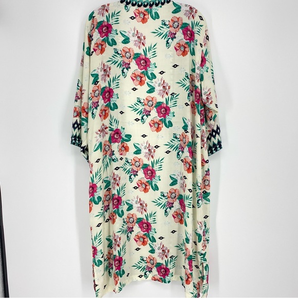 Do Everything In Love Floral Print Long Open Front Kimono/Duster Size OS - Picture 2 of 5